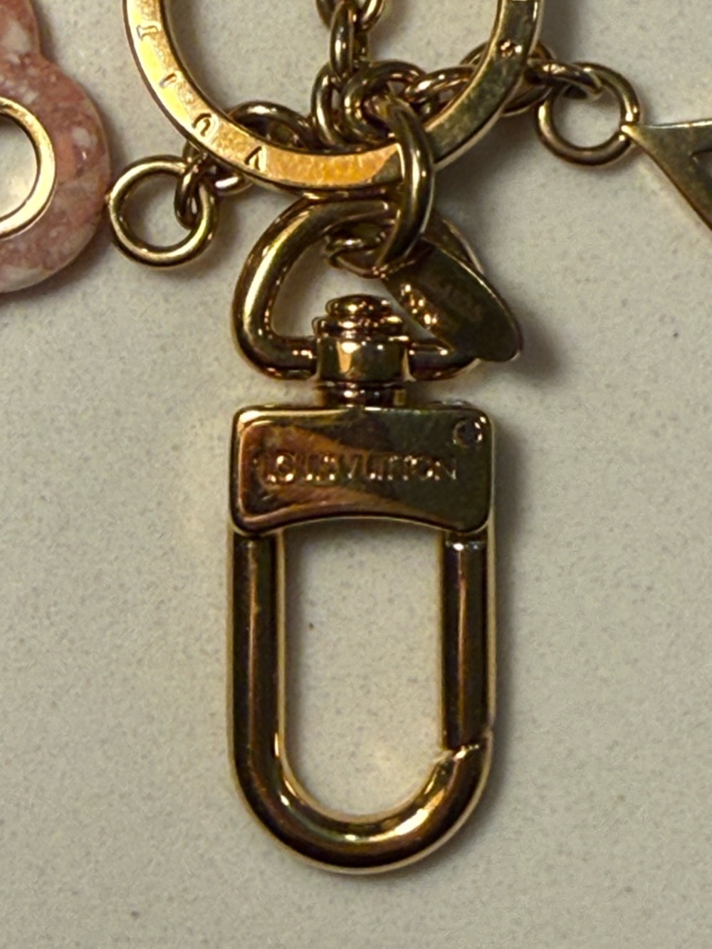 Louis Vuitton Pink and Gold LV Keychain/Bag Charm - Picture 6 of 6